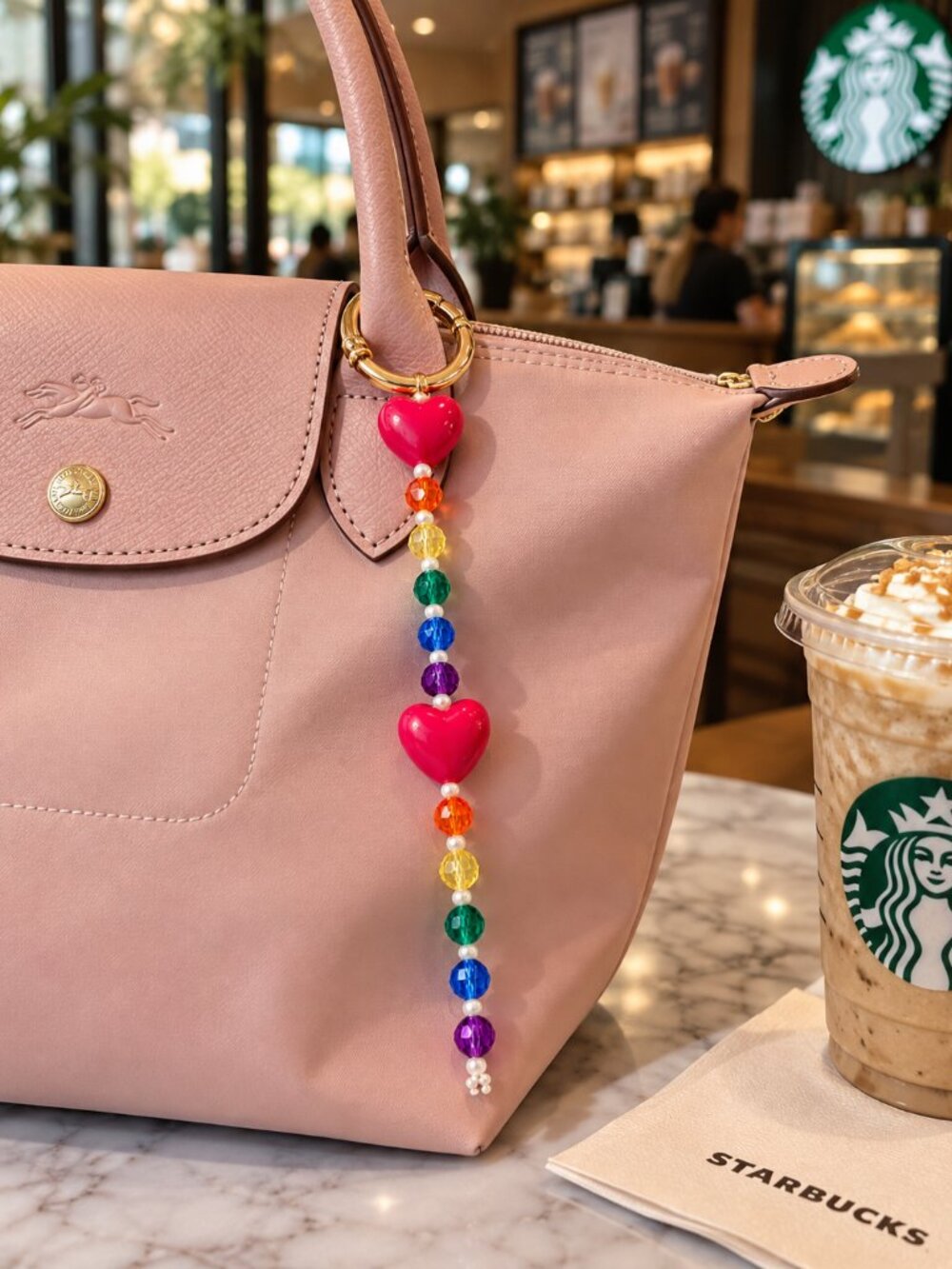 Rainbow Heart Bag Charm